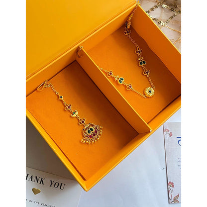 ZARIIN Regal Crown Gift Set with Maang Tikka and Maatha Patti
