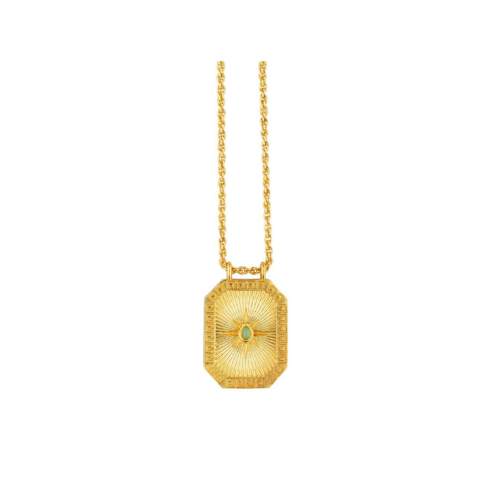 ZARIIN Taurus Zodiac Tablet Reversible Necklace With Chrysoprase