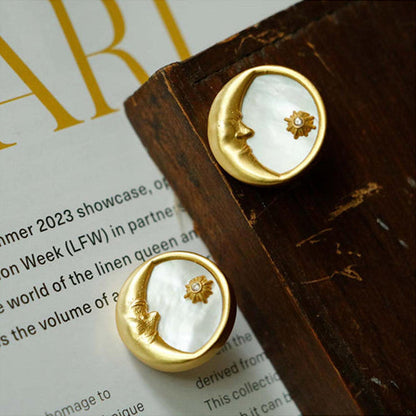 ZARIIN Moon Earrings With Mother Of Pearl
