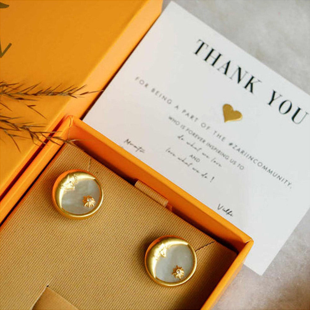 ZARIIN Moon Earrings With Mother Of Pearl