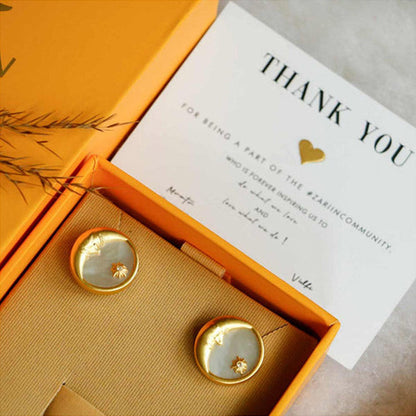 ZARIIN Moon Earrings With Mother Of Pearl