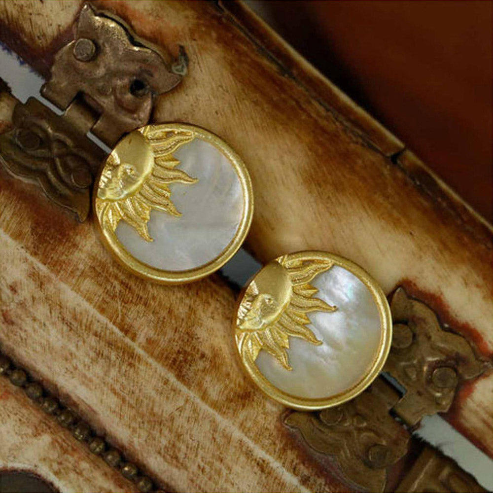 ZARIIN Sun Earrings With Mother Of Pearl