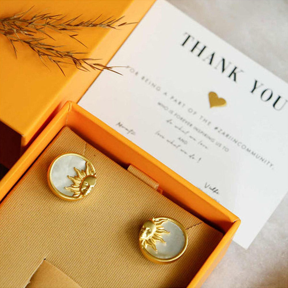 ZARIIN Sun Earrings With Mother Of Pearl