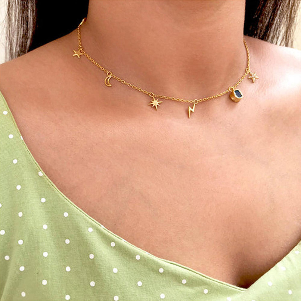 ZARIIN Sky Of Hopes Blue Topaz And Cz Necklace