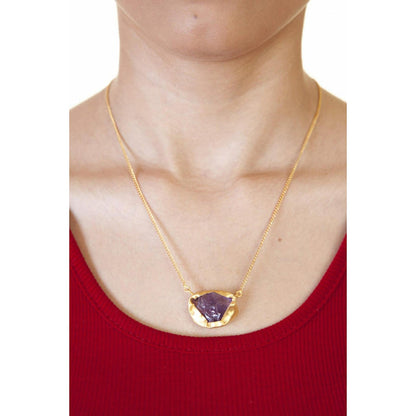 ZARIIN A Touch Of Amethyst Stone Gold Necklace
