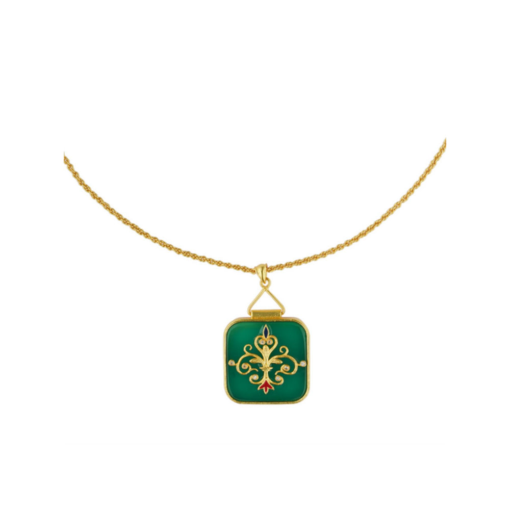 ZARIIN Dream Of The Past Green Onyx Pendant Necklace