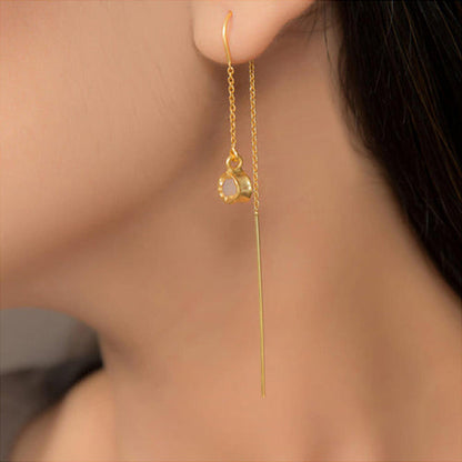 ZARIIN Drop Of Rose Quartz Earrings