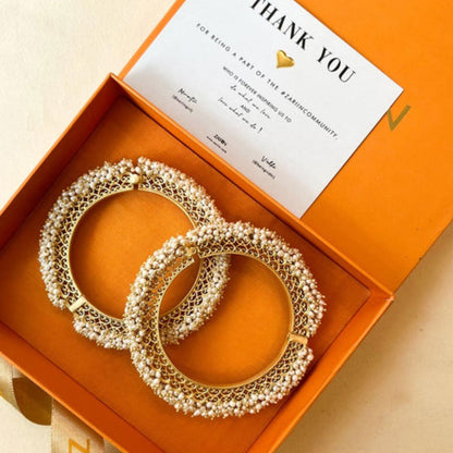 ZARIIN Glam In Pearls Filigree Bangles