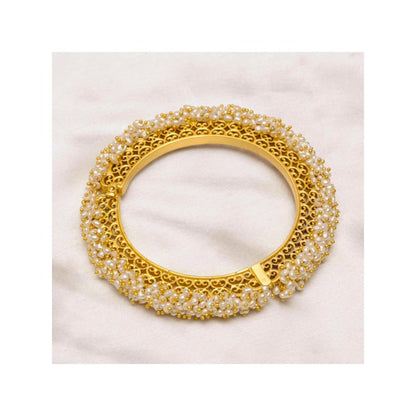 ZARIIN Glam In Pearls Filigree Bangles