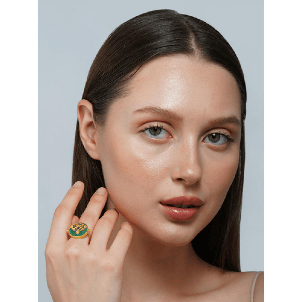 ZARIIN Reflection Of You Green Onyx Statement Ring