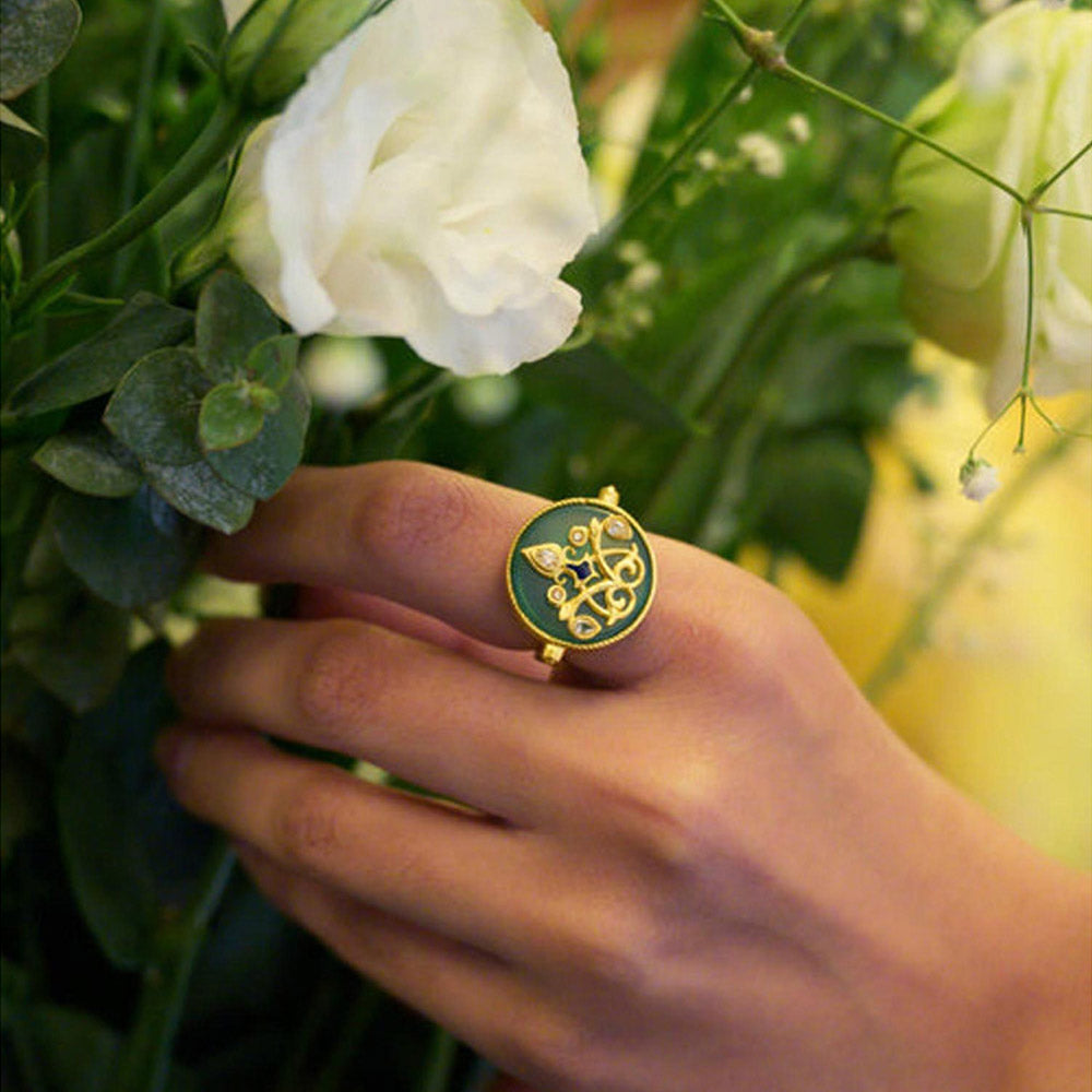 ZARIIN Reflection Of You Green Onyx Statement Ring