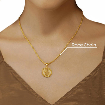 ZARIIN Power Of Belief Coin Necklace - Hamsa Hand