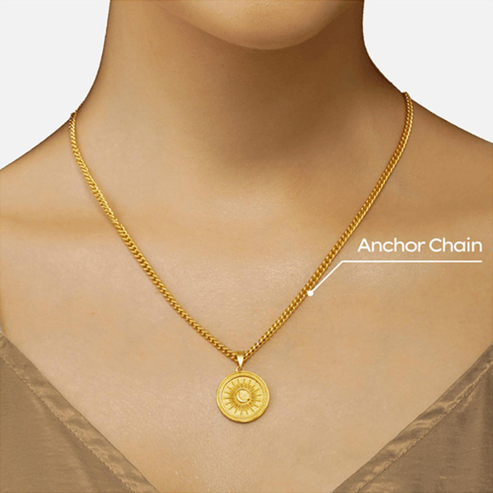 ZARIIN Power Of Belief Coin Necklace - Sun And Moon