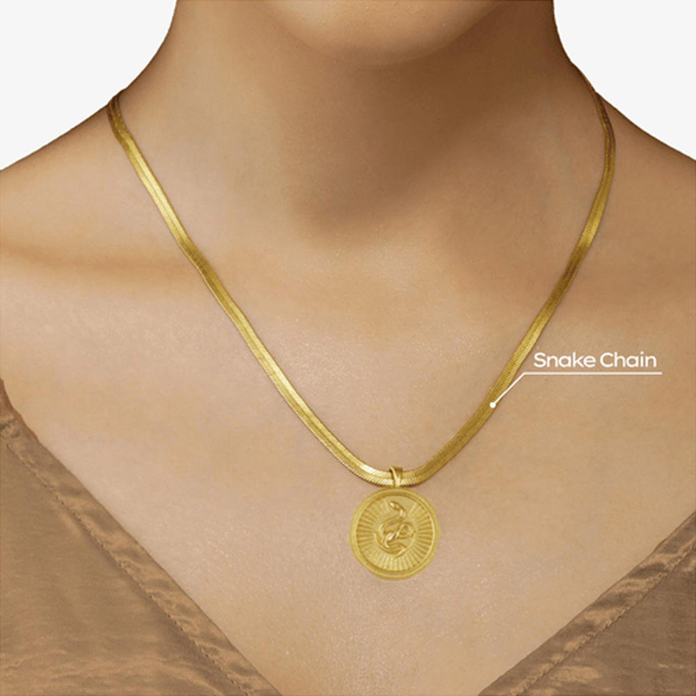 ZARIIN Power Of Belief Coin Necklace - Snake And Moon