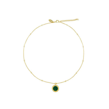 ZARIIN Harmony Pendant Necklace And Stud Earrings Set - Malachite