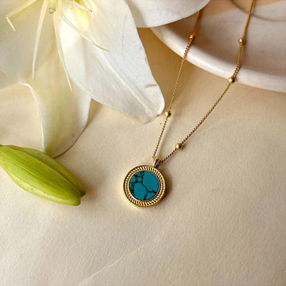ZARIIN Harmony Pendant Necklace And Stud Earrings Set - Turquoise