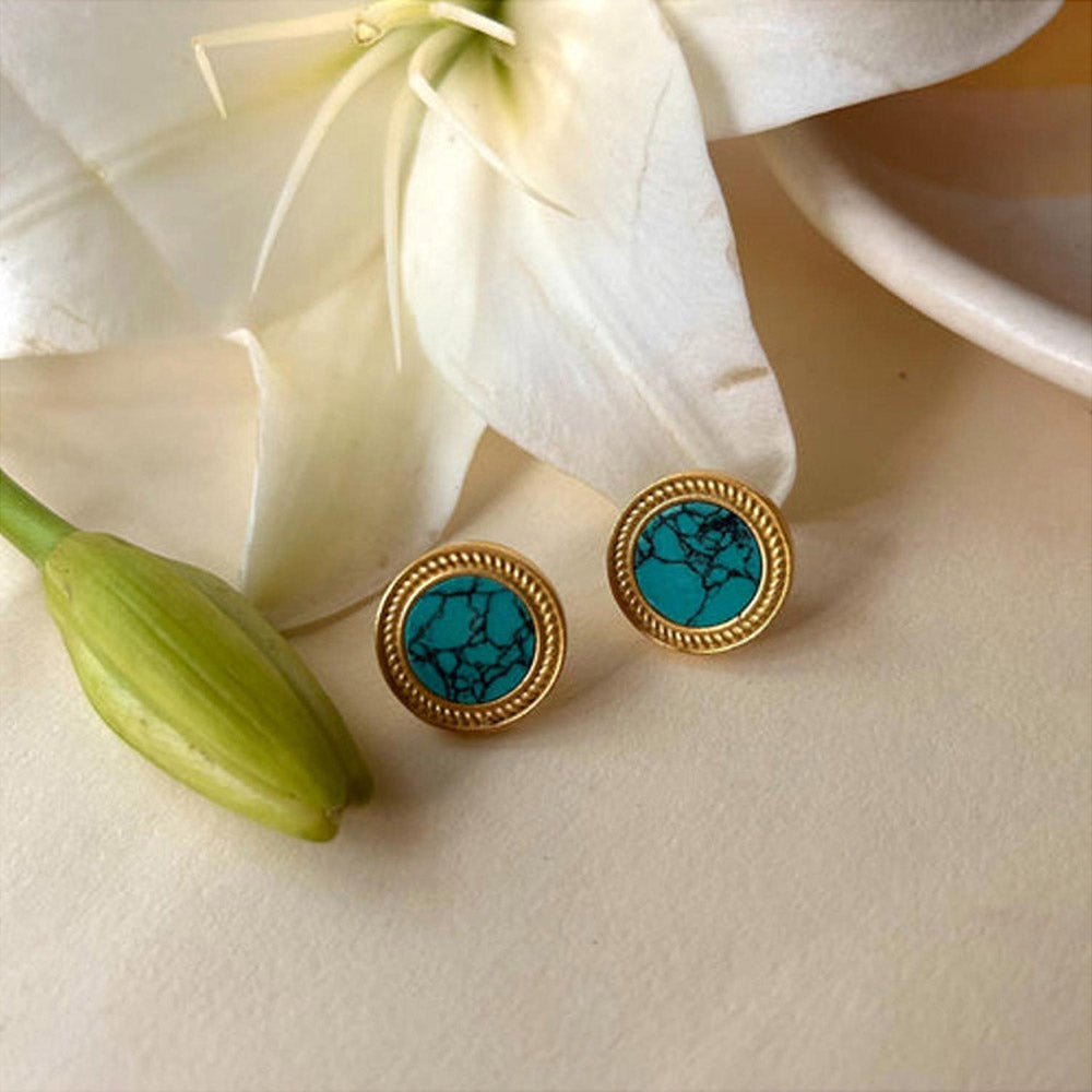 ZARIIN Harmony Pendant Necklace And Stud Earrings Set - Turquoise