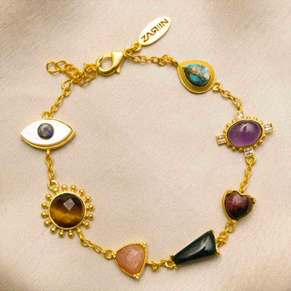 ZARIIN Power Chakra Bracelet Set (Gold) - For Him And Her