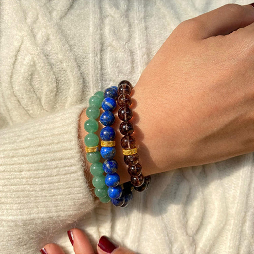 ZARIIN Bracelet Set For Success In Academics, Luck And Victories - Green Aventurine