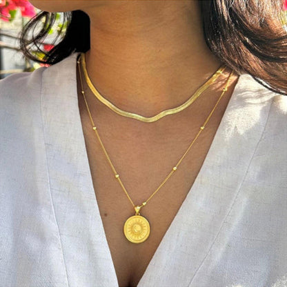 ZARIIN Working Girl'S Daily Goto Stylish Layers Necklace Look (Set Of 2 Necklaces)