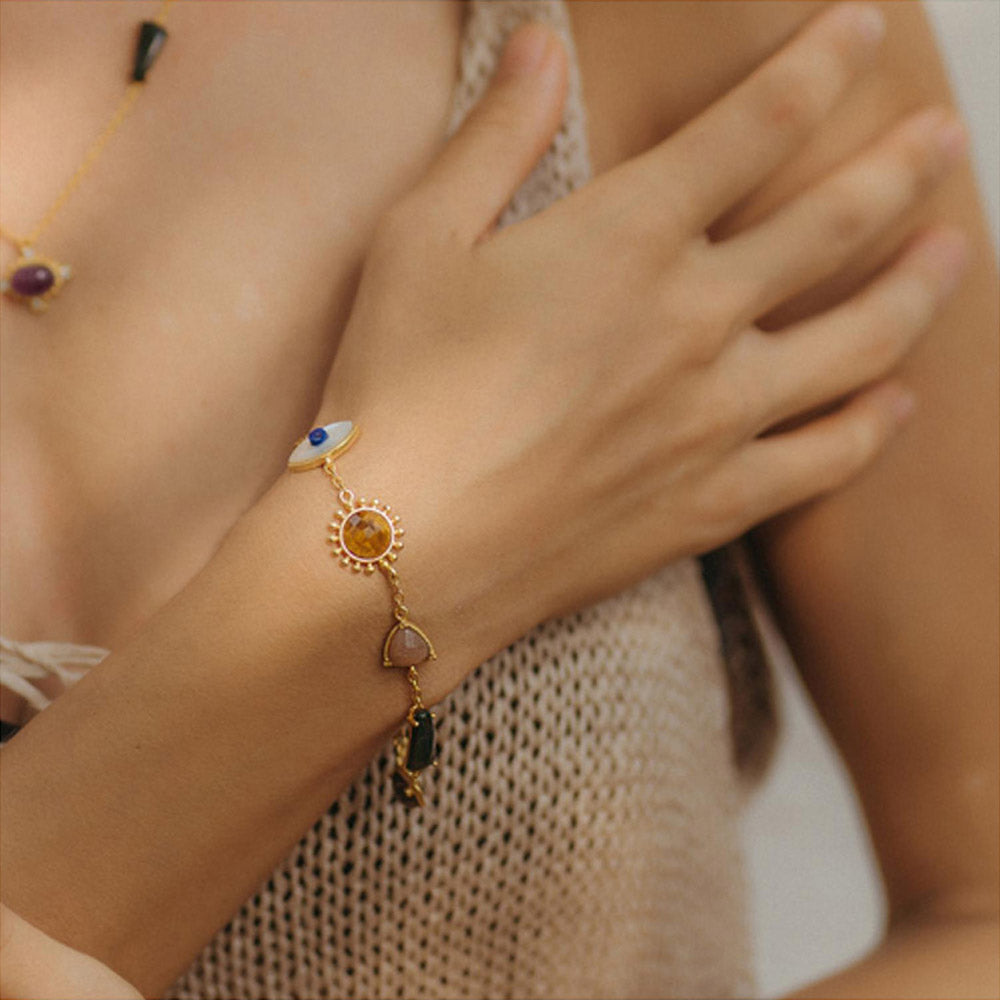 ZARIIN Power Chakra Bracelet Giftbox Set (Gold And Silver) - For Him And Her