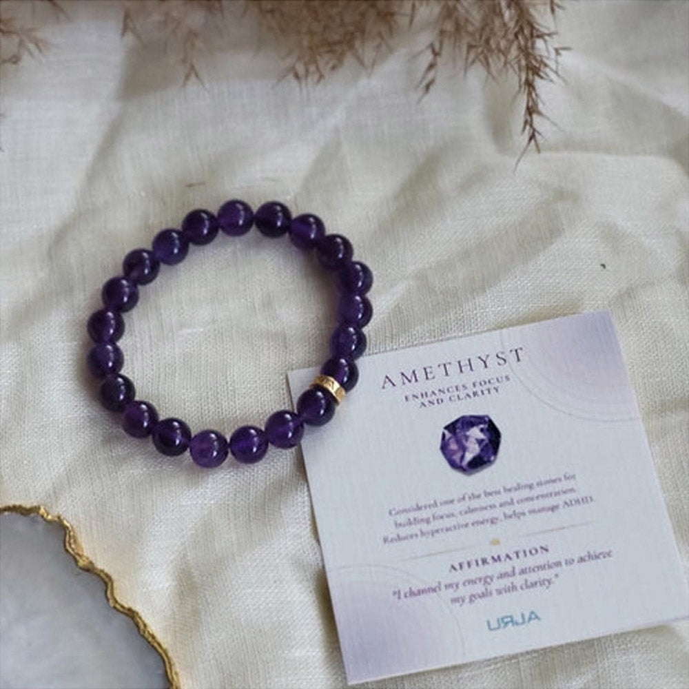 ZARIIN Amethyst Bead Bracelet For Overall Health And Master Healer