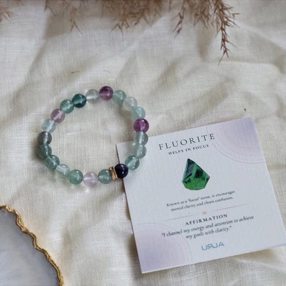 ZARIIN Fluorite Bead Bracelet For Clarity And Focus