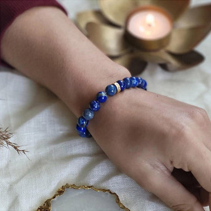 ZARIIN Lapis Lazuli Bead Bracelet For Intuition And Wisdom