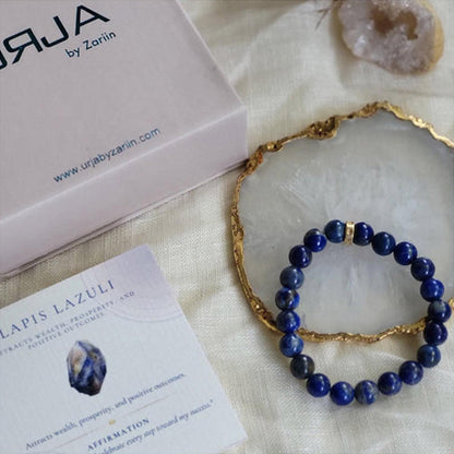 ZARIIN Lapis Lazuli Bead Bracelet For Intuition And Wisdom