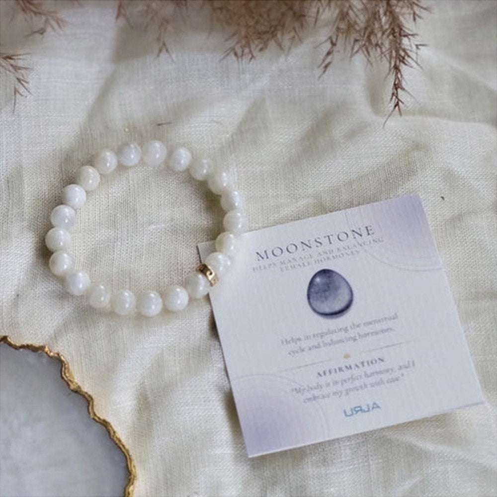 ZARIIN Moonstone Bead Bracelet For Hormonal Balance