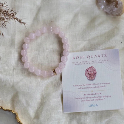 ZARIIN Rose Quartz Bead Bracelet For Love And Compassion