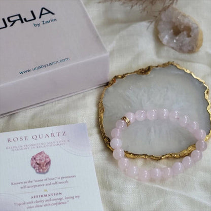 ZARIIN Rose Quartz Bead Bracelet For Love And Compassion
