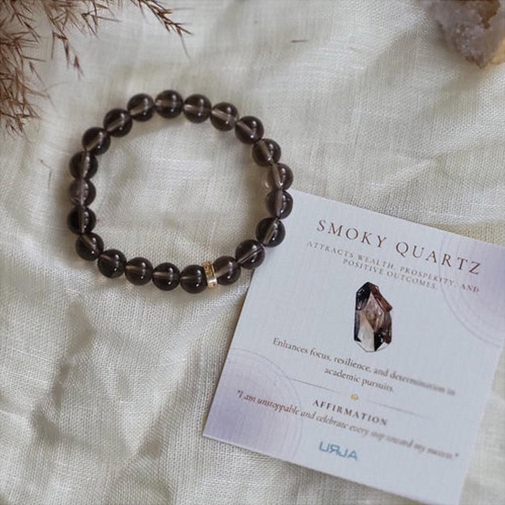 ZARIIN Smoky Quartz Bead Bracelet For Grounding And Security