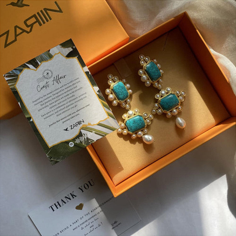 ZARIIN Travel Blues Statement Earrings