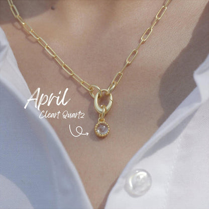 ZARIIN April Birthstone Charm - Clear Quartz