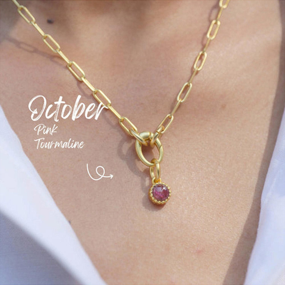 ZARIIN October Birthstone Charm - Pink Tourmaline