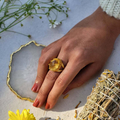 ZARIIN Citrine Healing Ring For Joy And Success