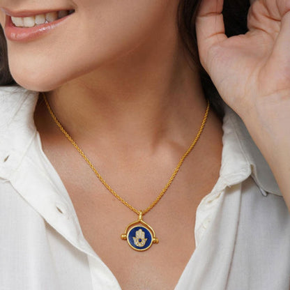 ZARIIN Protection Necklace With Evil Eye And Hamsa Hand