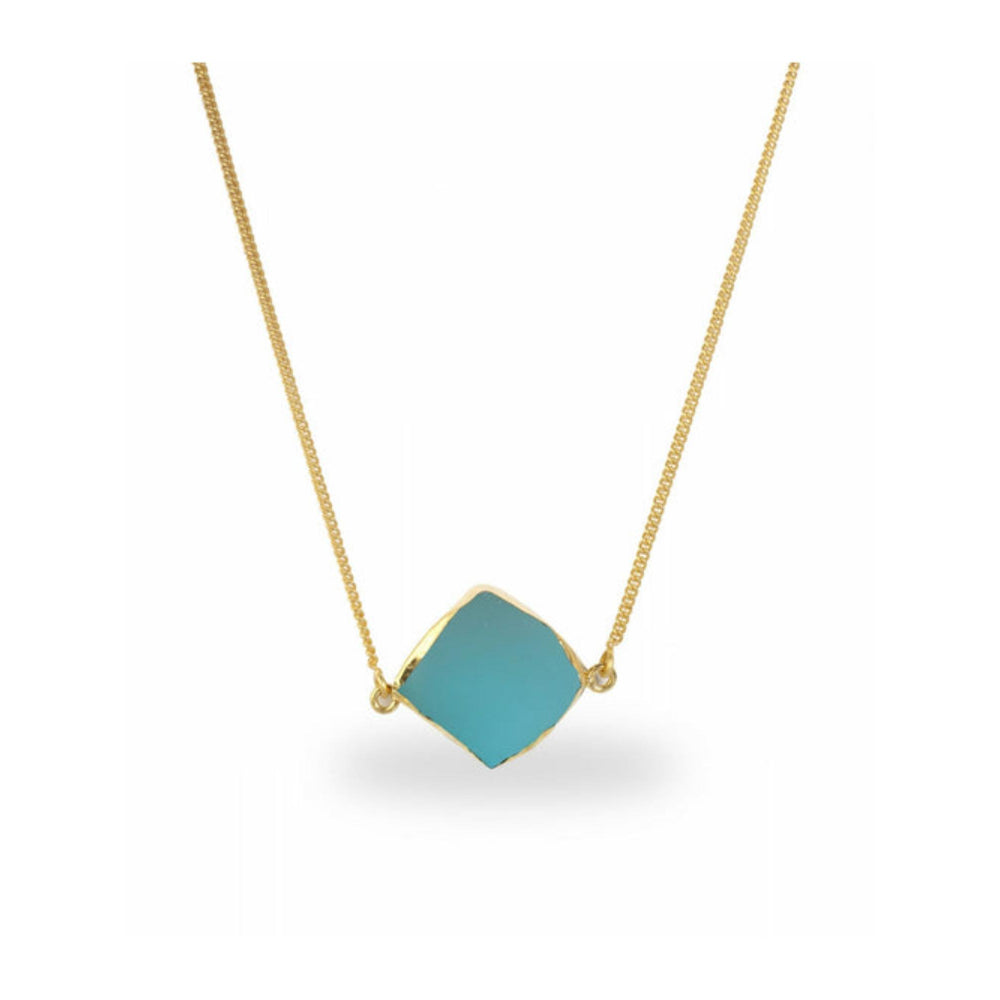ZARIIN A Touch Of Blue Topaz Stone Gold Necklace