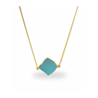 ZARIIN A Touch Of Blue Topaz Stone Gold Necklace