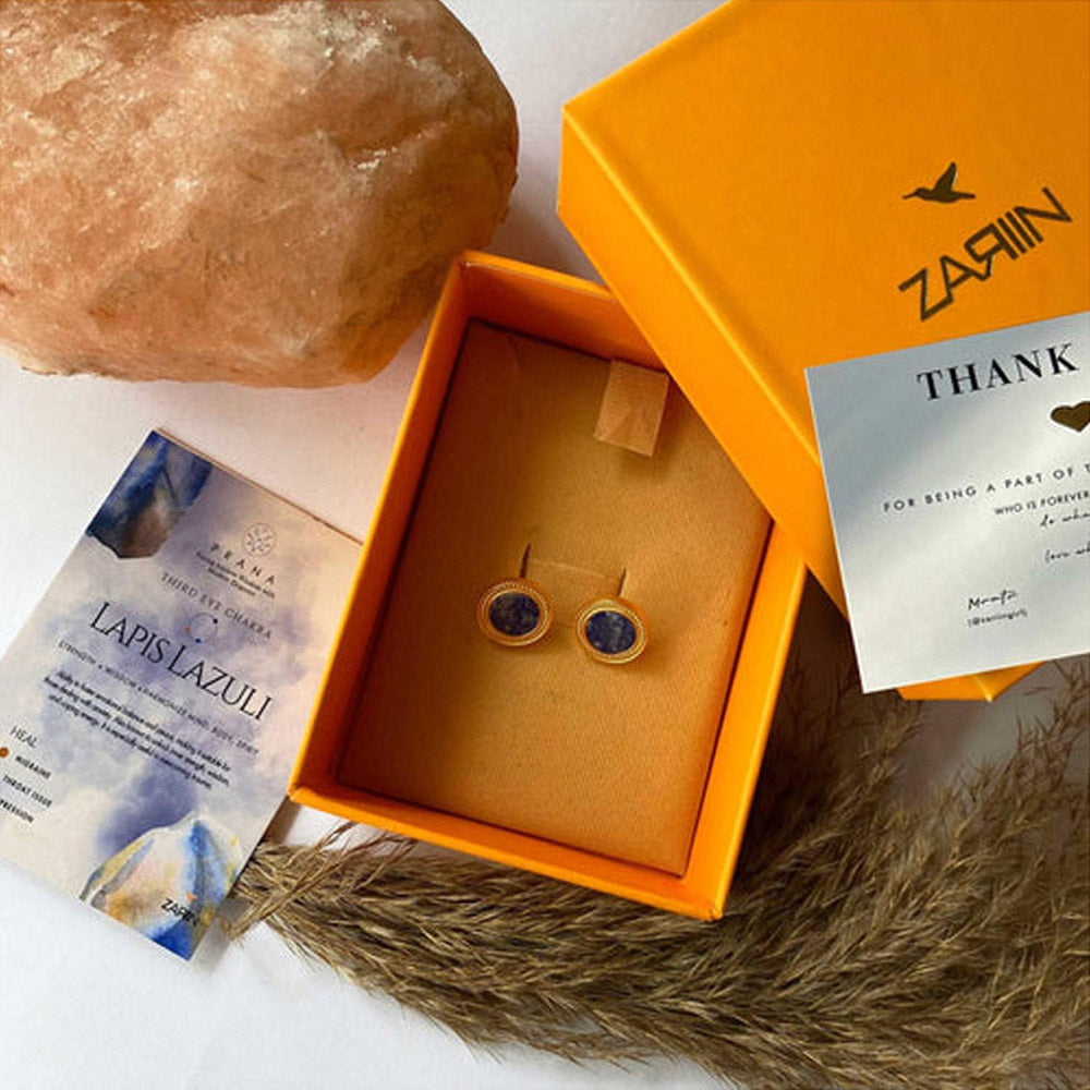 ZARIIN Tranquil Life Stud Earrings With Lapis Lazuli - Intuition