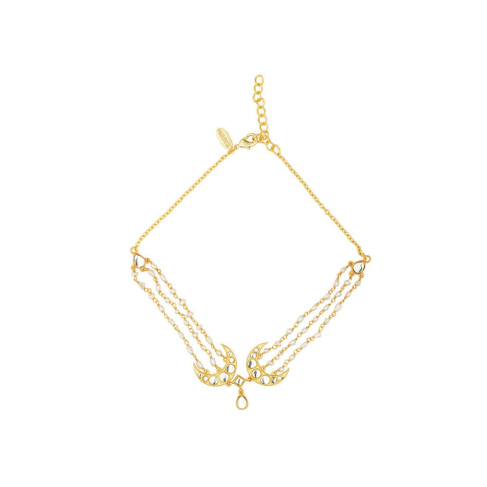 ZARIIN Chaand Roop Choker Necklace With Mirror Polki And Pearls