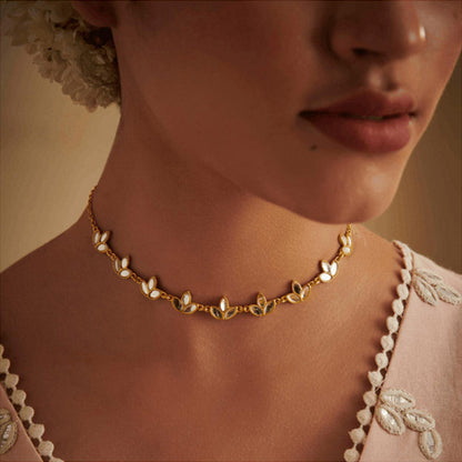 ZARIIN Padma Necklace With Mirror Polki