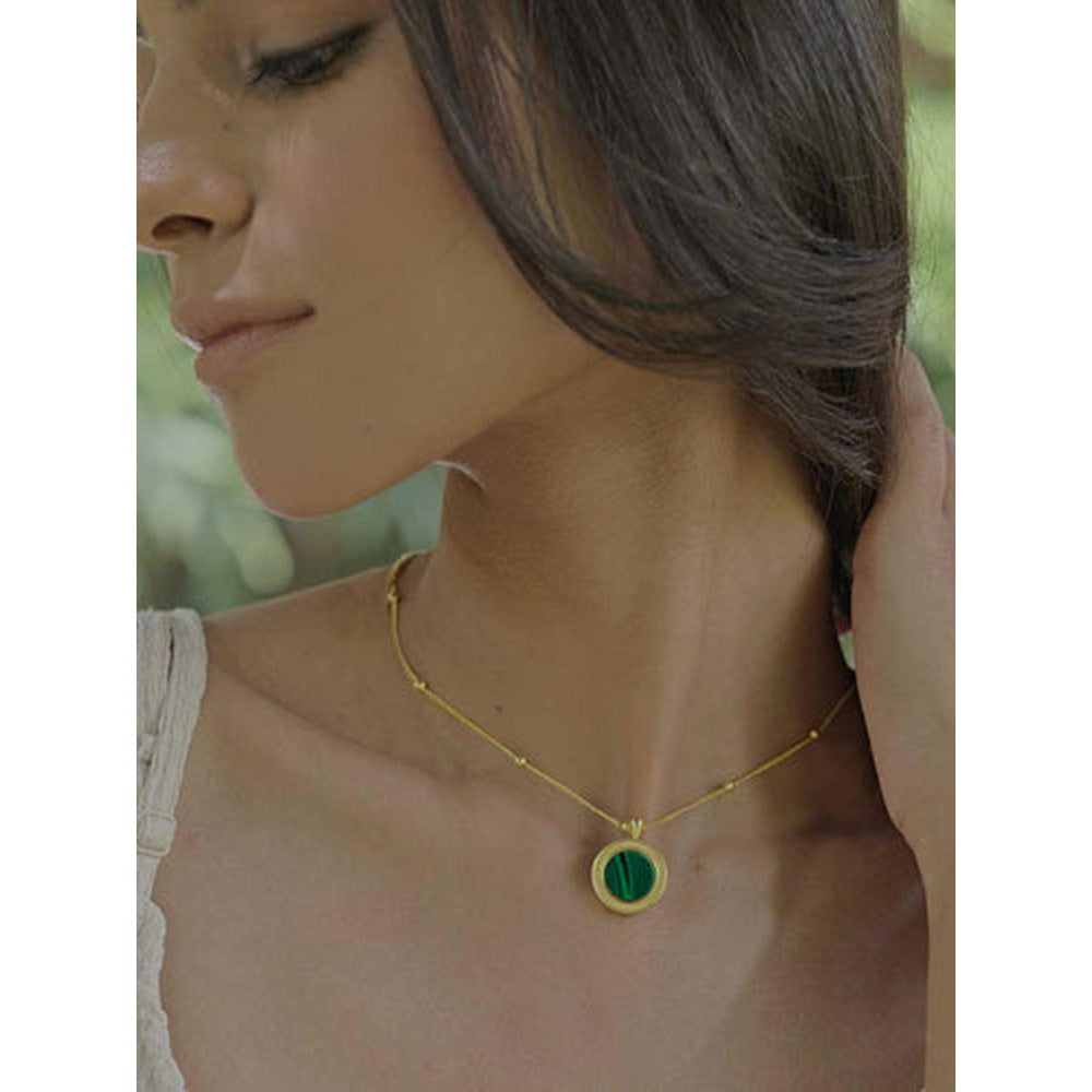 ZARIIN Healing Touch Pendant Necklace With Malachite - Abundance
