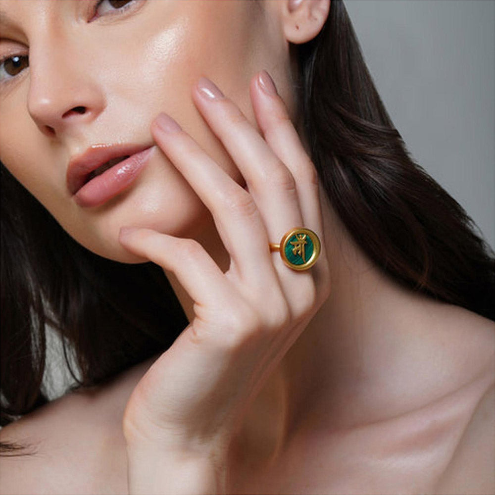ZARIIN Ma Mothers Ring With Malachite