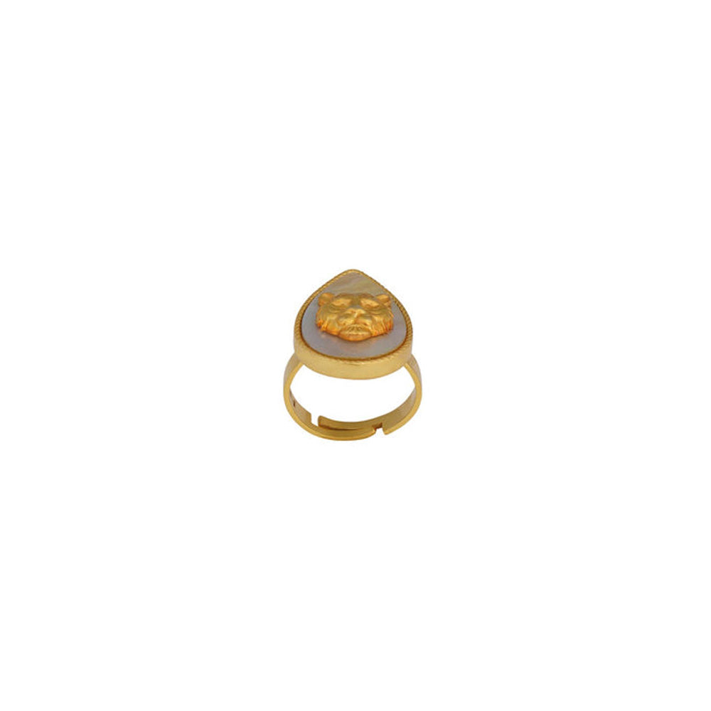 ZARIIN Tigris Charm - Tiger Ring With Mother Of Pearl
