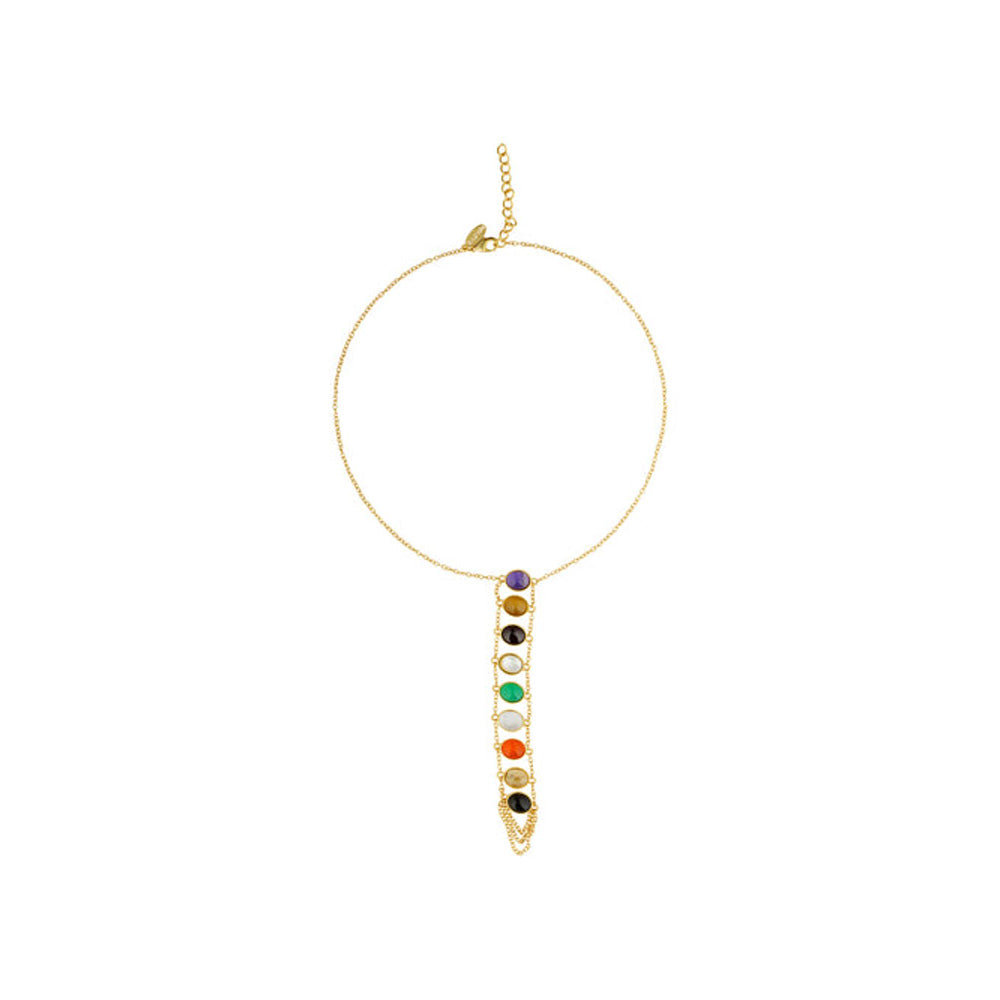 ZARIIN Power Within Navratan Lariat Necklace