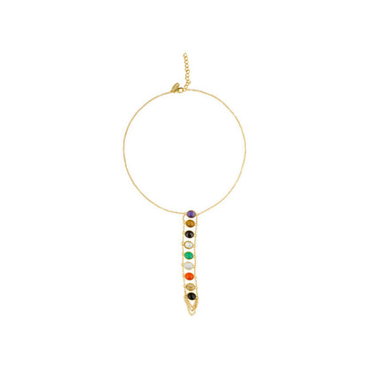 ZARIIN Power Within Navratan Lariat Necklace