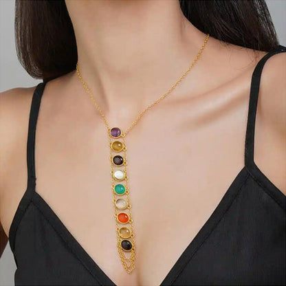 ZARIIN Power Within Navratan Lariat Necklace