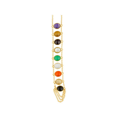 ZARIIN Power Within Navratan Lariat Necklace